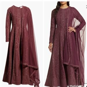 NWT ▶️ Sani ◀️ Samud Embroidered Long Sleeve Anarkali with Dupatta